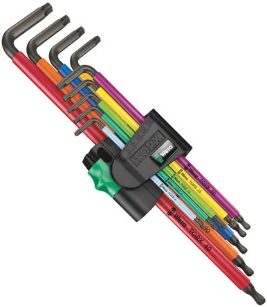 Wera 967/9 TX (XL) Multicolour L-Key Set for Torx Screws (Long) (9cs)