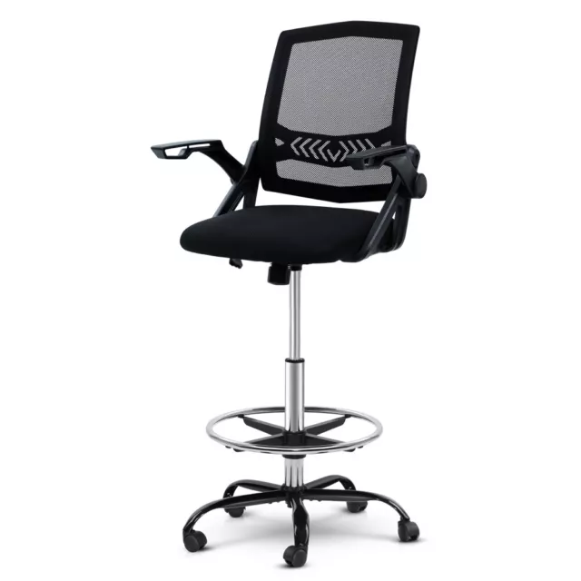 Artiss Office Chair Drafting Stool Computer Standing Desk Mesh Chairs Black