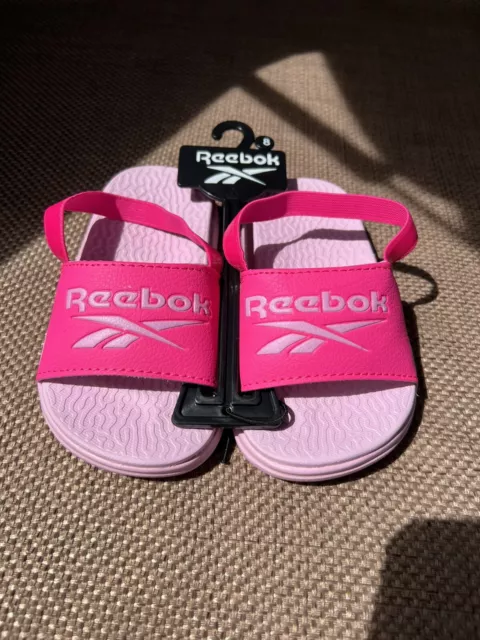 Reebok Infant Toddler Slide Sandals Slingback Strap Size 8 US Light/Neon Pink