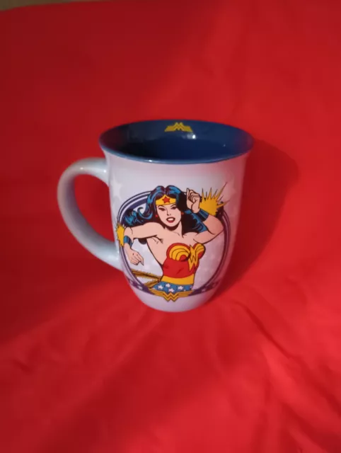 Wonder Woman DC Comics Oversized Large 12 OZ Blue  Vintage Look Coffee Mug Cup