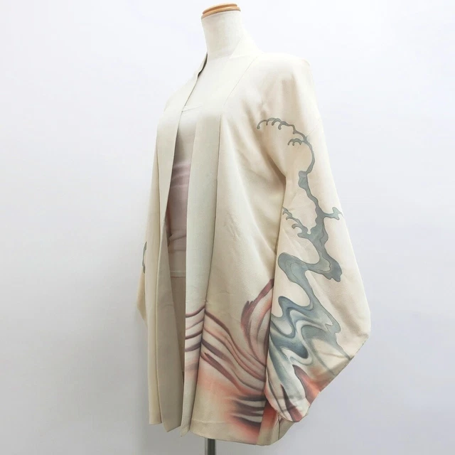 9077D2 Silk Vintage Japanese Kimono Haori Jacket Storm