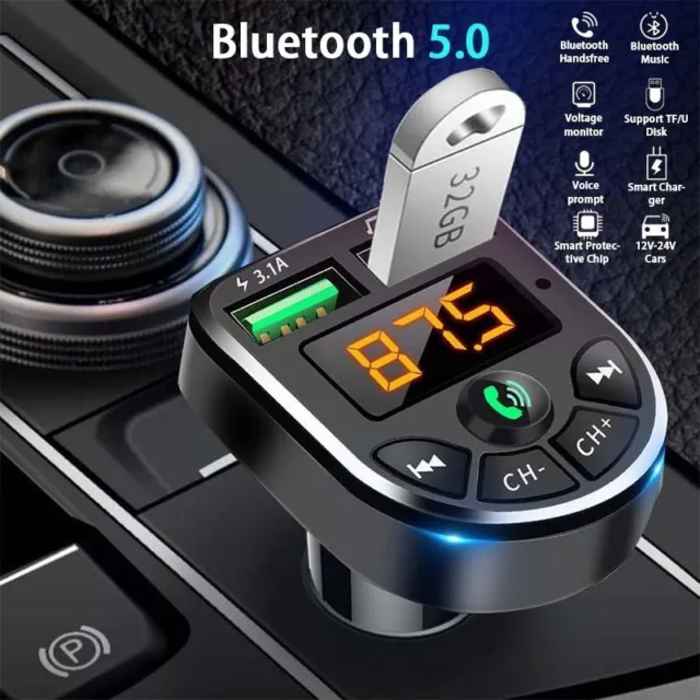 Émetteur FM de voiture sans fil Bluetooth 5.0 mains libres lecteur MP3 double c
