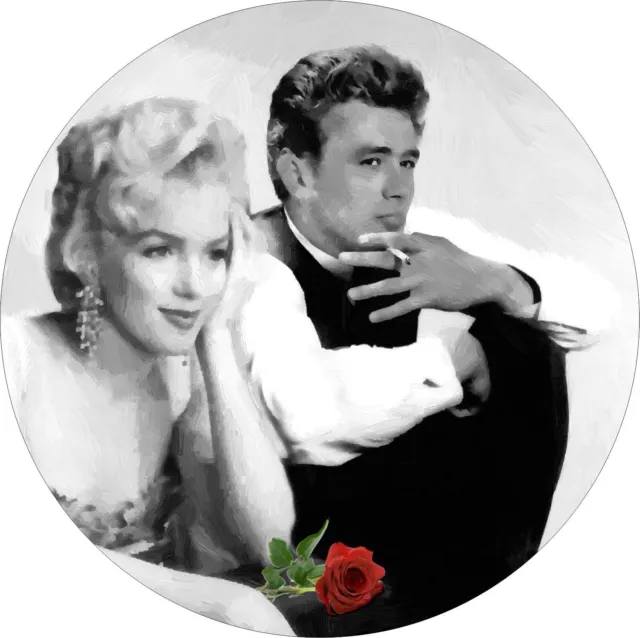 James Dean &  Monroe Christmas Holiday ornament 3 inches round 2 sided