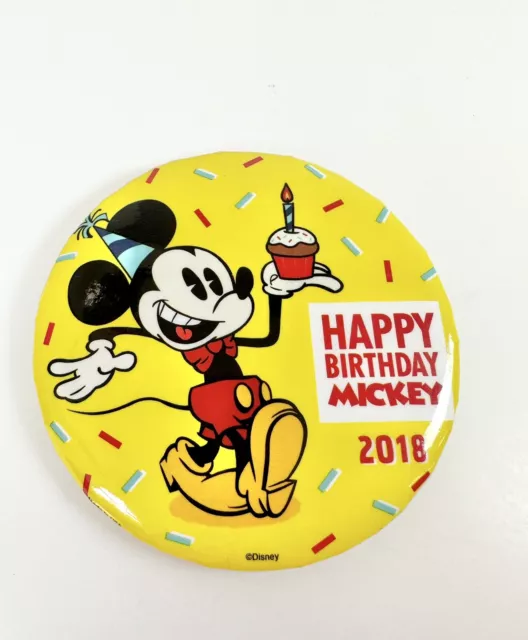 Disney Happy Birthday Mickey Mouse 2018 Button Pin 3” Walt Disney World