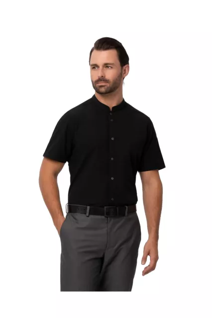 Chef Works Men's Seersucker Shirt, Black, X-Large