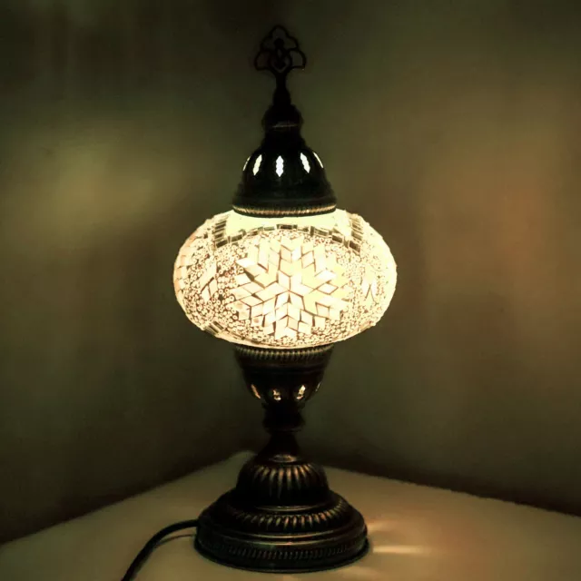 Lampada da tavolo turca stile Tiffany vetro colorato marocchino mosaico lampadina senza luce