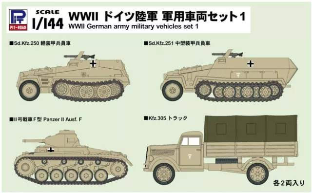 Pit Road 1/144 World War II Germany Army Military Vehicle Set Plastic Model