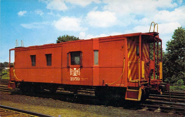 1954 Bessemer & Lake Erie Railroad Train Bay Window Caboose  PA postcard
