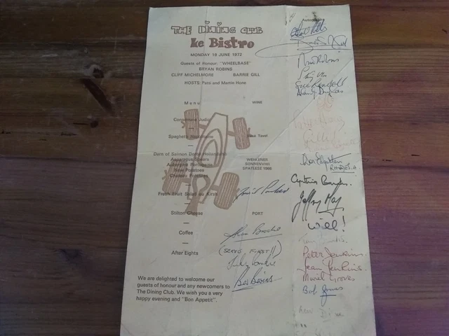 Stirling Moss,Alan Rollinson, Barrie Gill Più Altri Autografi Dal 1972