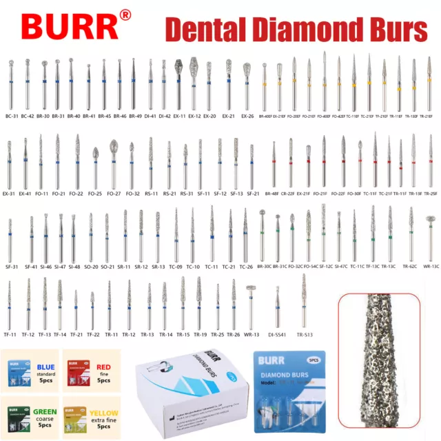 100 piezas/20 tipos Burr fresas de diamantes dentales FG medio 1,6 mm FG1,6 mm CE