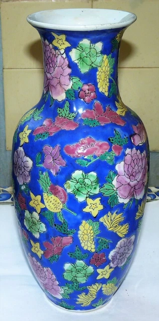 Vase D'art Céramique Dragon Bleu Marine - Oriental Cobalt - Fait Main Ws4519