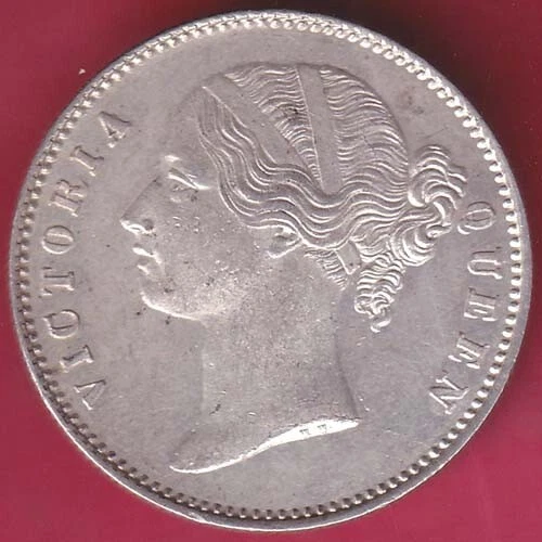 East India Company 1840 Divided Legend Victoria Queen One Rupee Silver Coin#Sb20