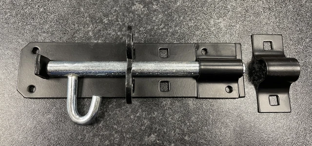 Perry 150mm Multi-Purpose Brenton padlock bolts, for use on doors & gates, Black