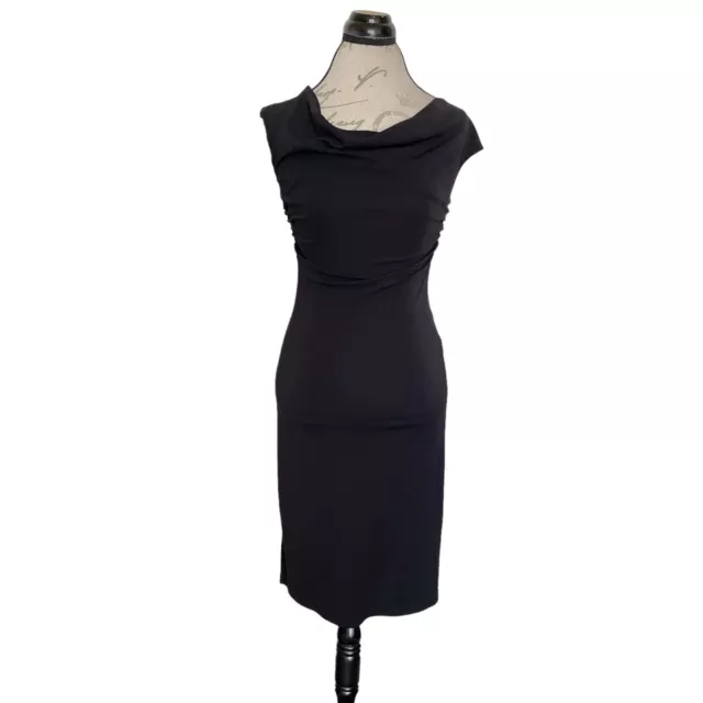 Byer Too Womens Dress Size XS Black Sheath Midi Retro Special Occasion Ruched