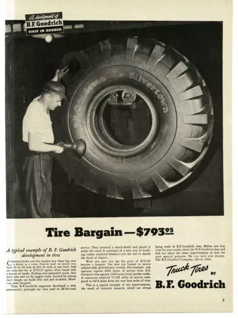 1946 B.F. Goodrich Silvertown Giant Off-road Truck Tires Vintage Print Ad