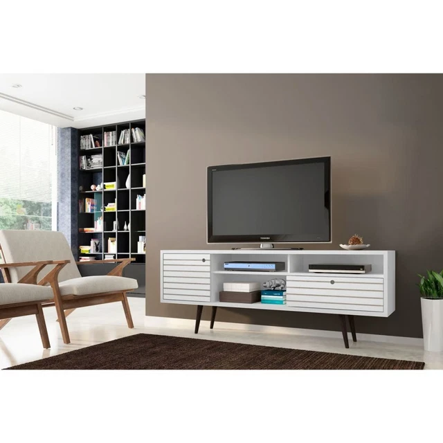 Manhattan Comfort Liberty 70.86 Mid-Century Modern TV Stand with 4 Shelving