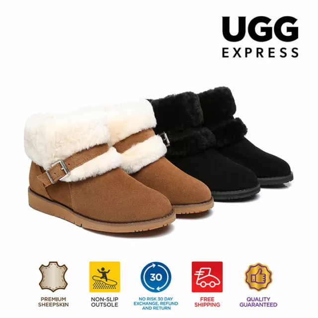 【EXTRA 15% OFF】UGG Boots Women Genuine Sheepskin Wool Hidden Heel Fluffy Colette