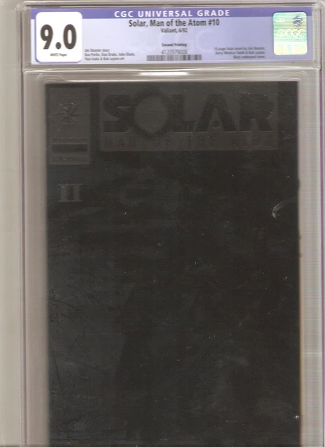 Solar, Man of the Atom 10 CGC 9.0 2nd Printing Valiant 1992 Black embossed cover