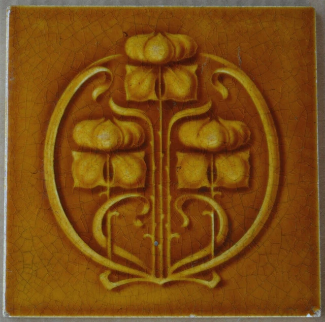 Antique Boote - Art Nouveau Majolica Tile C1900