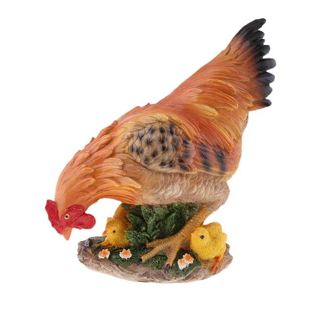 Harz Huhn Henne Garten Statuen Futter Henne Mama mit Kind Küken Figuren