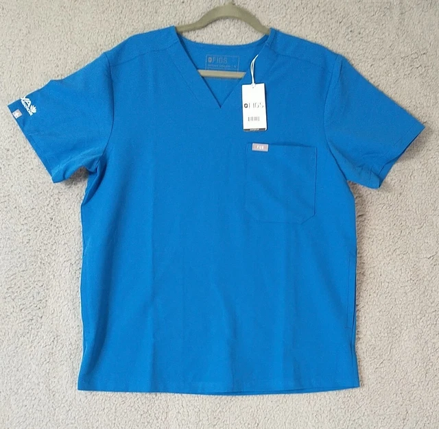 Figs Men's Scrub Top Medium Royal Blue Chisec Three-Pocket Scrub Top Healthcare