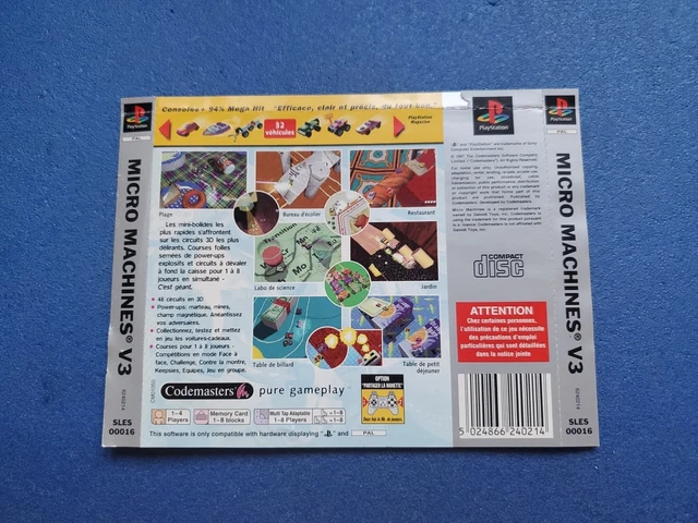 Jeu Micro Machines V3 PS1 - Version PAL FR Complète - État Correct - Codemasters
