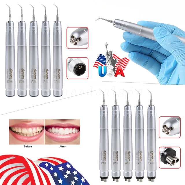 SANDENT Dental Ultrasonic Air Perio Scaler Handpiece Hygienist 2/4Hole+3 Tips MD