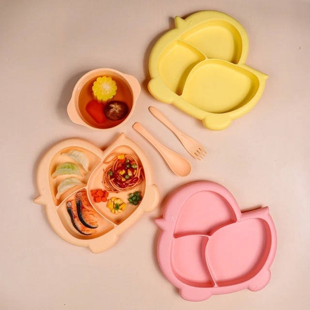 Feeding Bowl Silicone Plate Baby Feeding Plate Children Suction Plate Food Tray