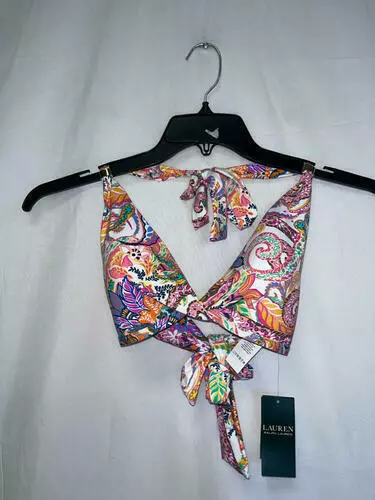 Lauren Ralph Lauren Paisley Twist Front Halter Bikini Top Size 6(S) NWOT