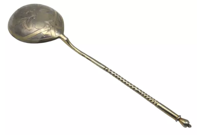 Antique RUSSIAN 84 Silver Long Handle Twist Handle Spoon