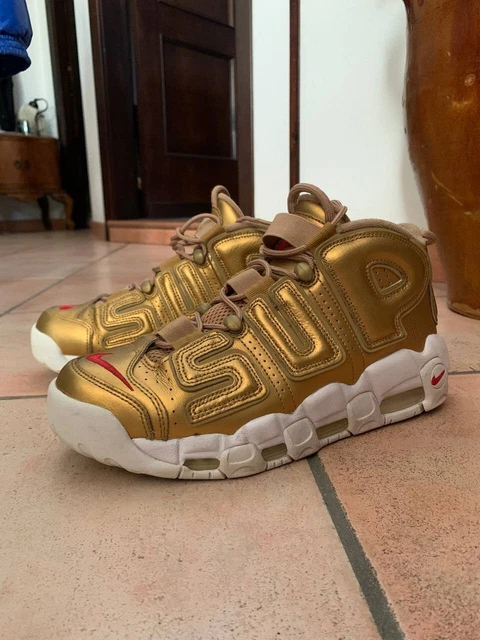 Nike Air More Uptempo Supreme Suptempo Gold Taglia 41 UK 7 NO BOX