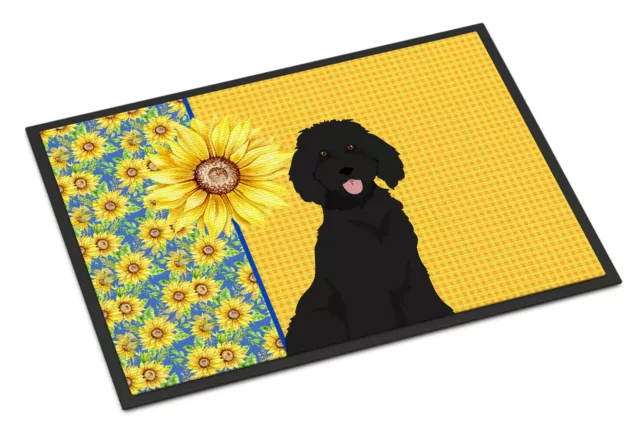 Summer Sunflowers Standard Black Poodle Indoor Outdoor Mat 18x27 WDK5460MAT