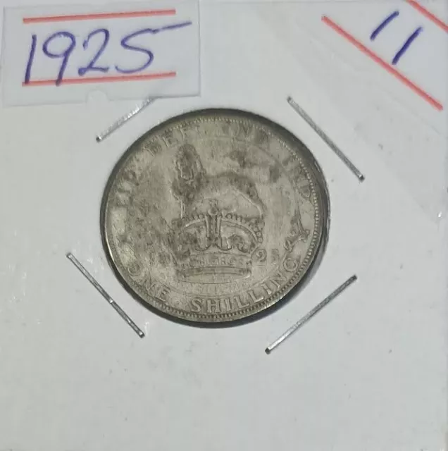 1925 England One Shilling Coin King George 5Th Silver Circulated Coin Code 11