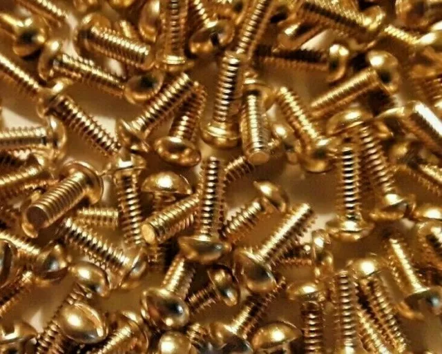 #2-56 X 1/4" Round Head, Slotted, Solid Brass, Machine Screws, Select Qty