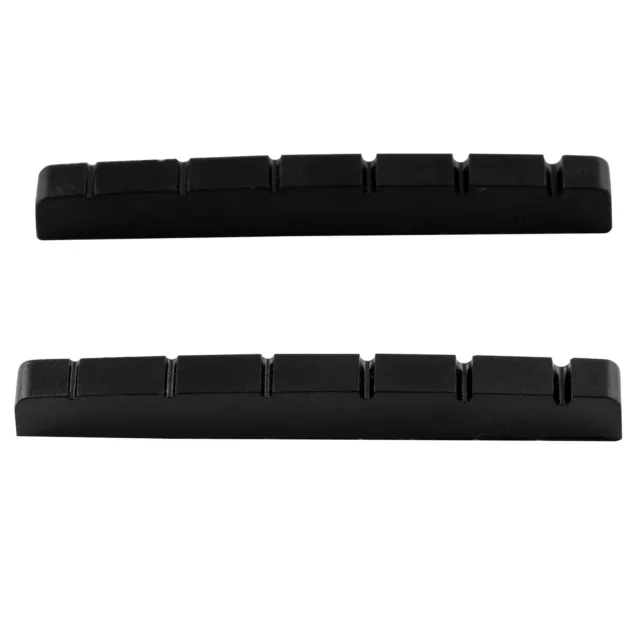 Musiclily Pro 2Pcs Black Slotted 42mm Nuts Flat For 6 String Strat Tele Guitar