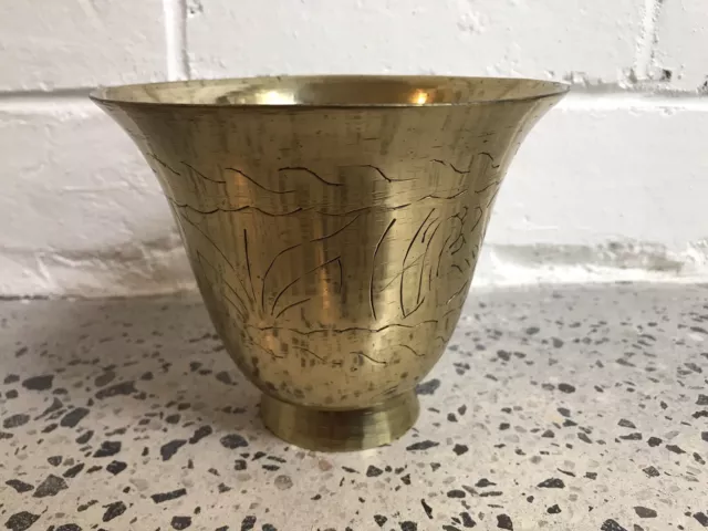 Vintage Brass Engraved Planter/Vessel