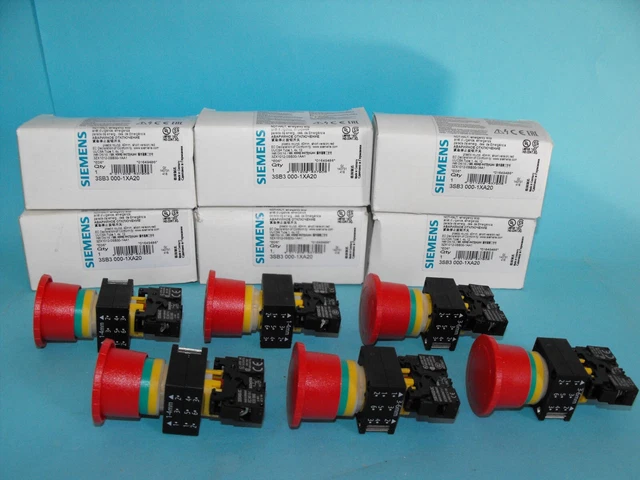 SIEMENS 3SB3000-1XA20+3SB3400-0C.Emergency Stop Switch.(LOT7PCS).NEW