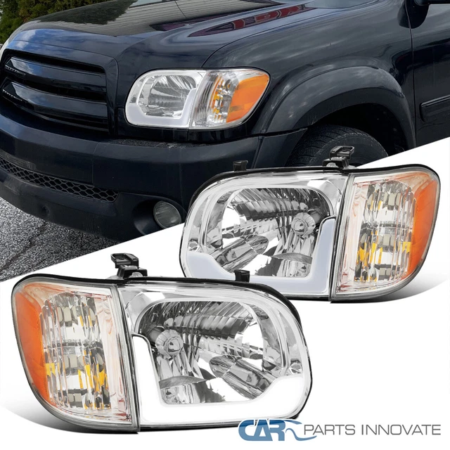 Fits 05-06 Toyota Tundra 05-07 Sequoia Headlights w/Corner Lamps + LED Light Bar