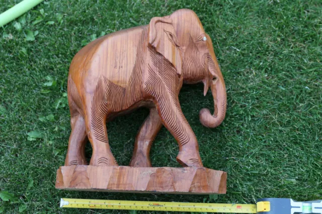 Vintage Wood Carve 4 x Elephant Antique set, made in Thailand, 1970s 2