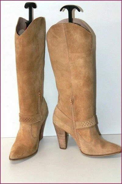 SAN MARINA Bottes Pointues Daim Camel Hauts Talons T 39 BE