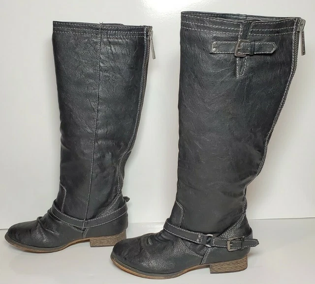 Breckelles Women Size 6 Black Faux Leather Rear  Zipper Boot New  "Outlaw 11"