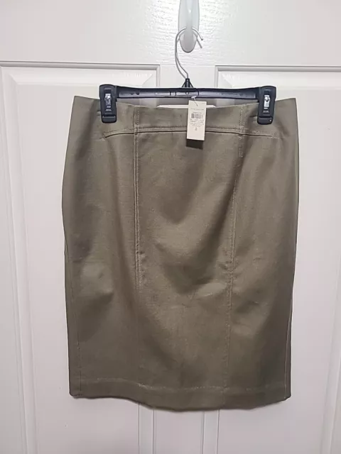 Ann Taylor A-line Skirt Womens Size 8 Camo Green Lined Pencil Zipper Cotton