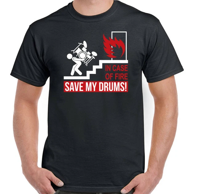 Drumming T-Shirt In Case Of Emergency SAVE MY DRUMS Mens Funny Drummer Kit Snare