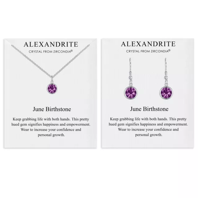 June (Alexandrite) Birthstone Necklace & Drop Earrings Set Created with Zircondi