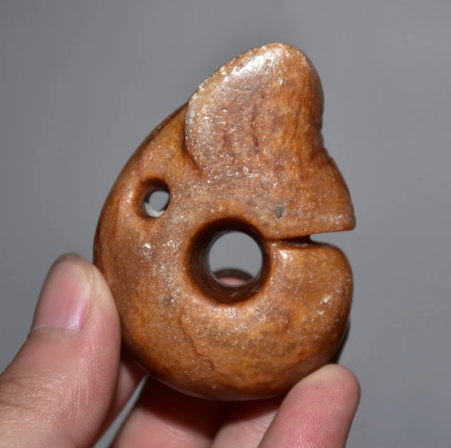 2.2" Old Chinese Hongshan Culture Jade Carved Yu Pig Dragon Statue Pendant