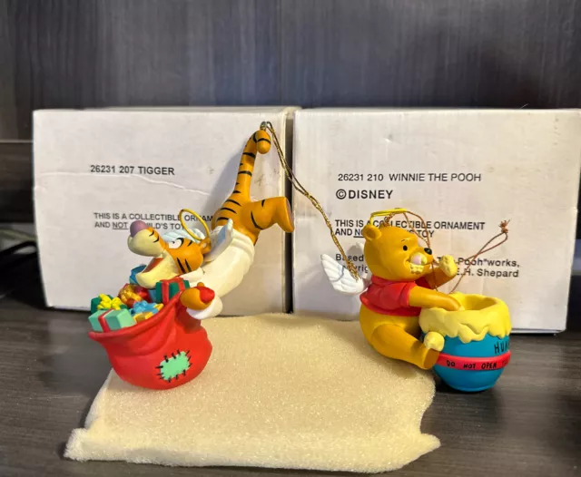 DISNEY GROLIER CHRISTMAS Magic Winnie The Pooh and Tigger Ornaments