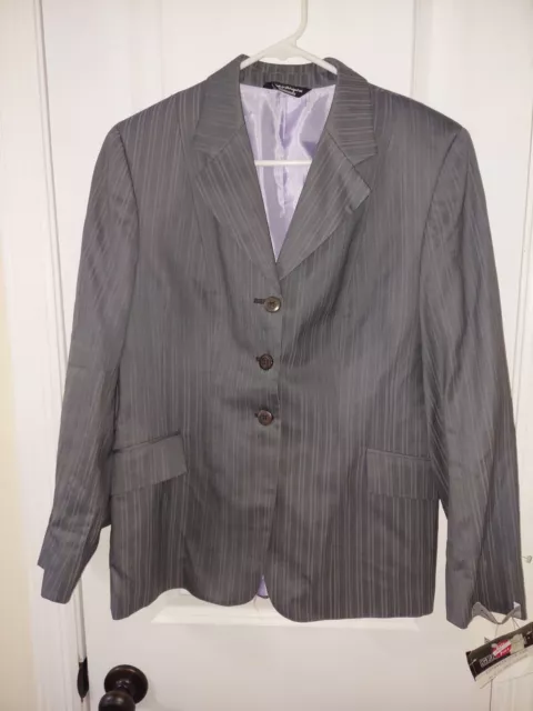 NWT Grand Prix Canada Equestrian Gray striped Riding Jacket Blazer 16R