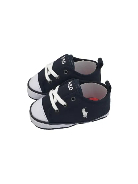 Polo Ralph Lauren Baby Shoe In Navy & White Color Size 4  (9-12 Months)