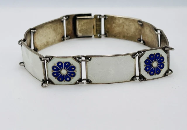 Bracelet Feuille En Argent Sterling David Andersen Norvège - Vintage, Signé