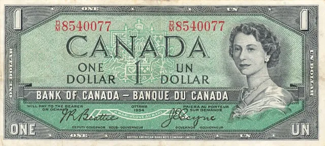 Kanada  -  1 Dollar  -  1954  -  Serie D/M  -  P-74a  -  F+